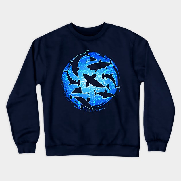 Sea Life Silhouettes Crewneck Sweatshirt by Dragonbudgie